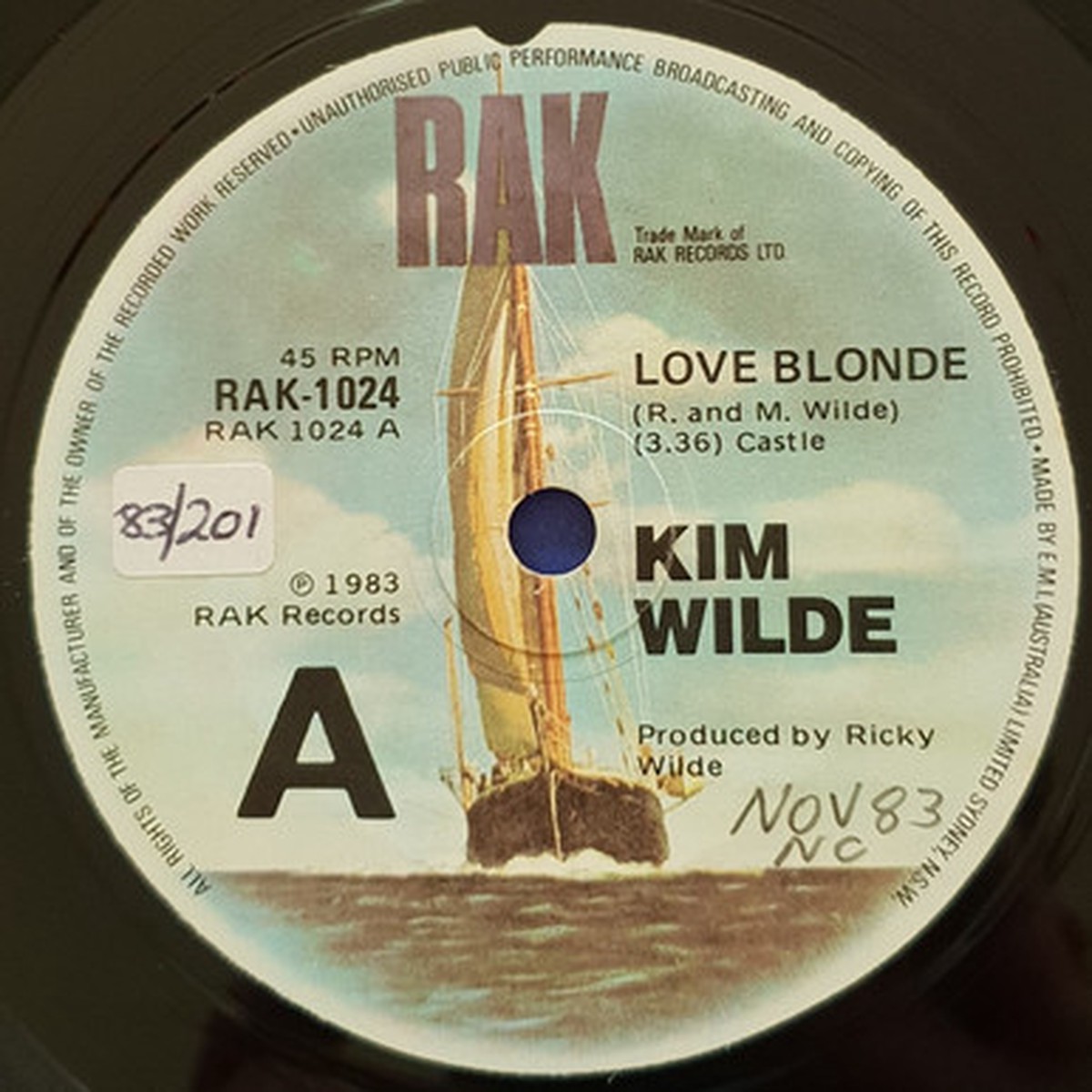 Kim Wilde - Love Blonde (7" Single) - 45RPM - VG+/Generic