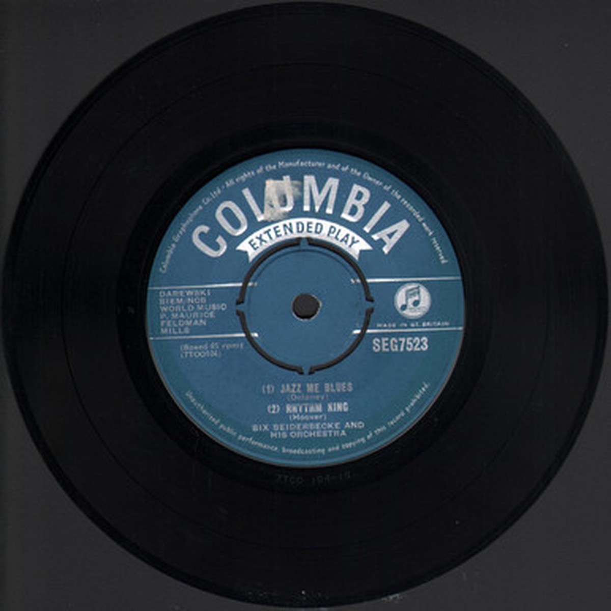 Bix Beiderbecke And His Orchestra - Jazz Me Blues (7" Single) - 45RPM - VG+/Generic