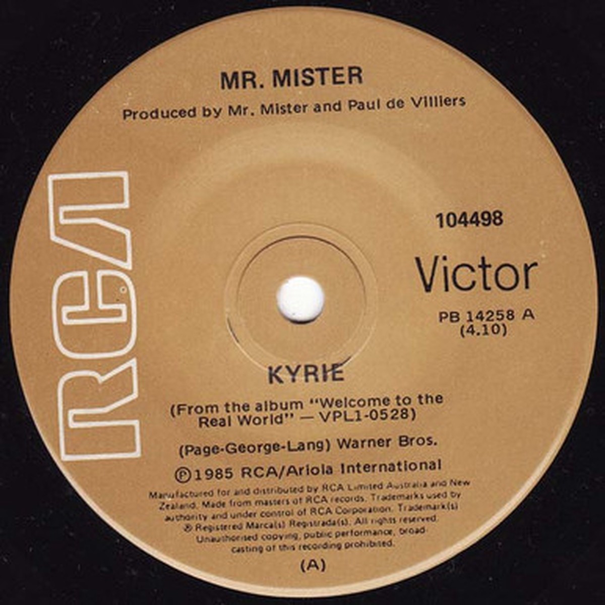 Mr. Mister - Kyrie (7" Single) - 45RPM - VG+/Generic