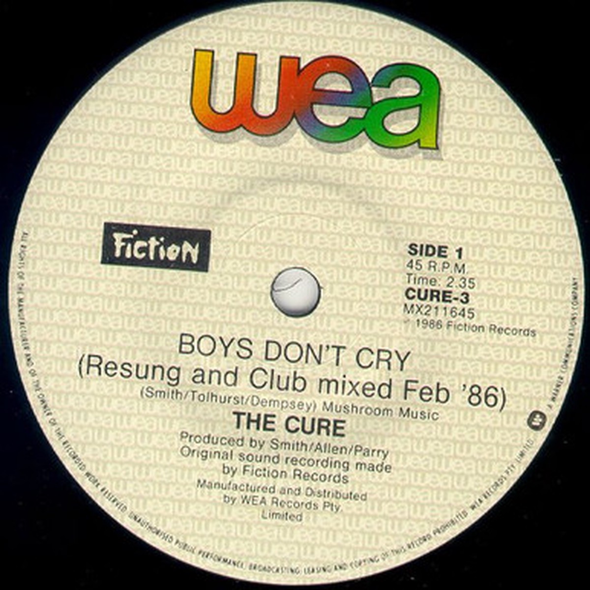 The Cure - Boys Don't Cry (New Voice New Mix) (7" Single) - 45RPM - VG+/Generic