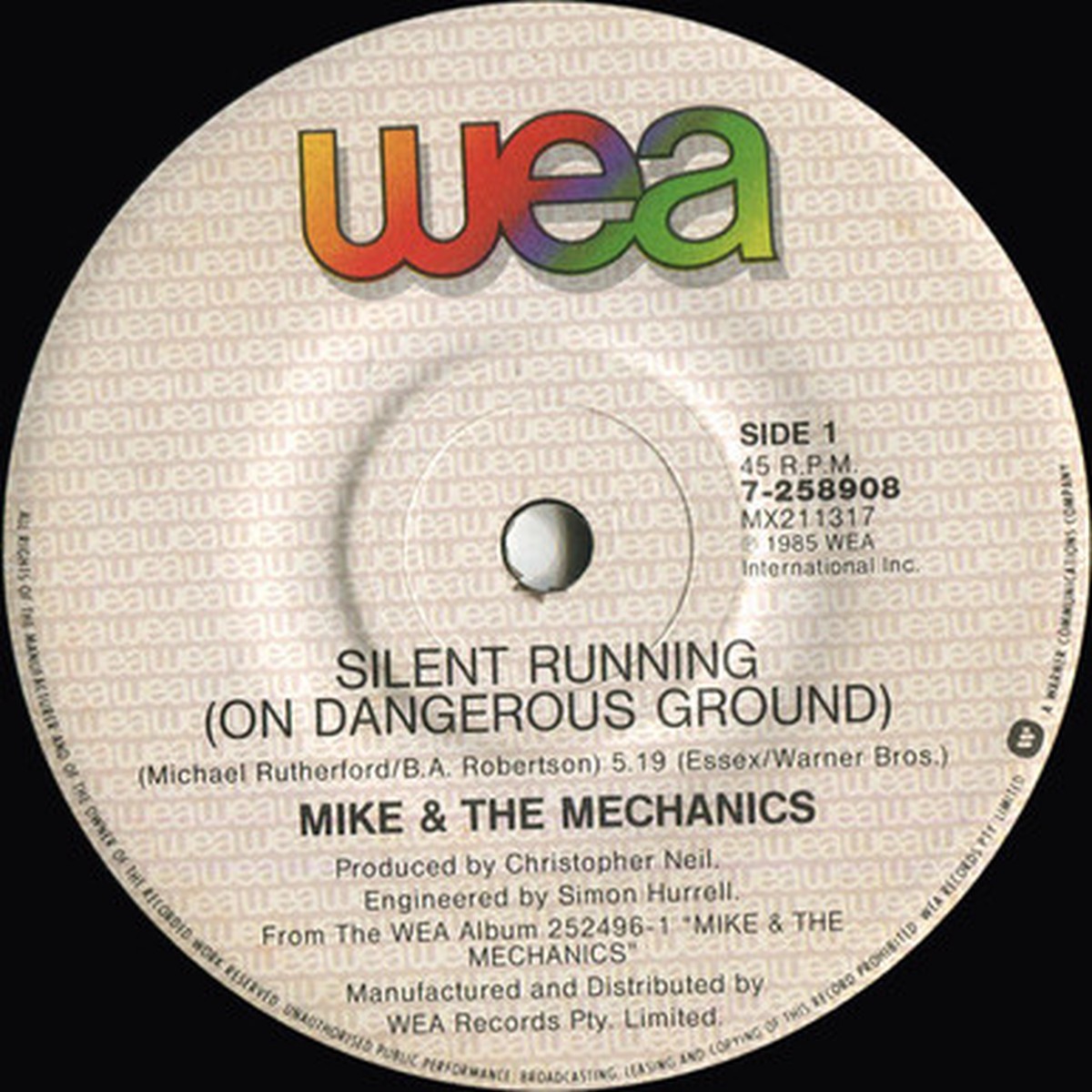 Mike & The Mechanics - Silent Running (On Dangerous Ground) (7" Single) - 45RPM - VG+/Generic