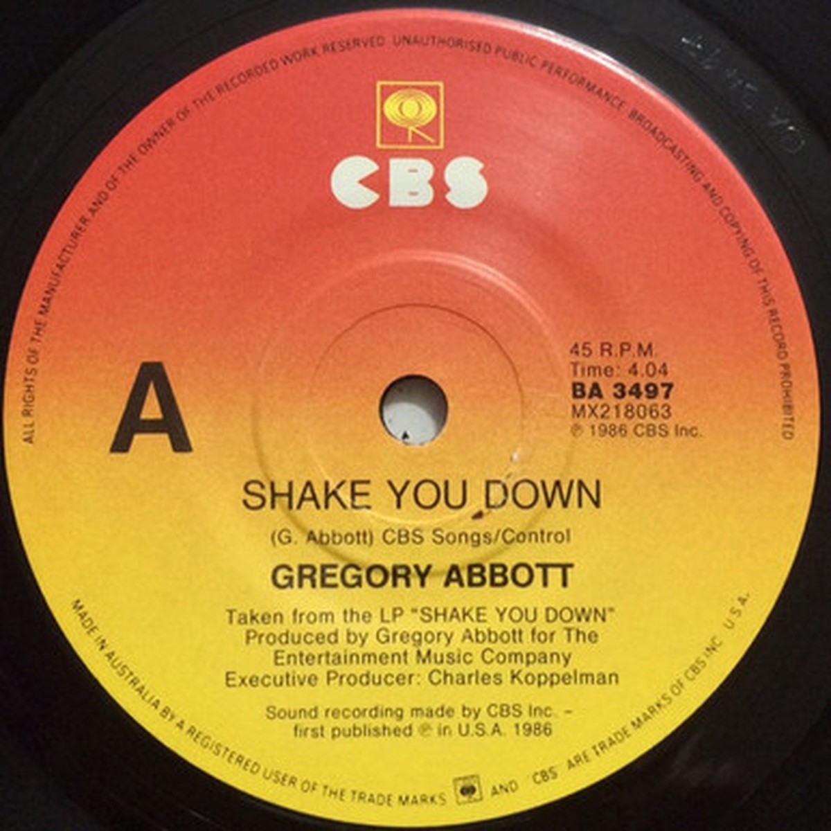 Gregory Abbott - Shake You Down (7" Single) - 45RPM - VG+/Generic