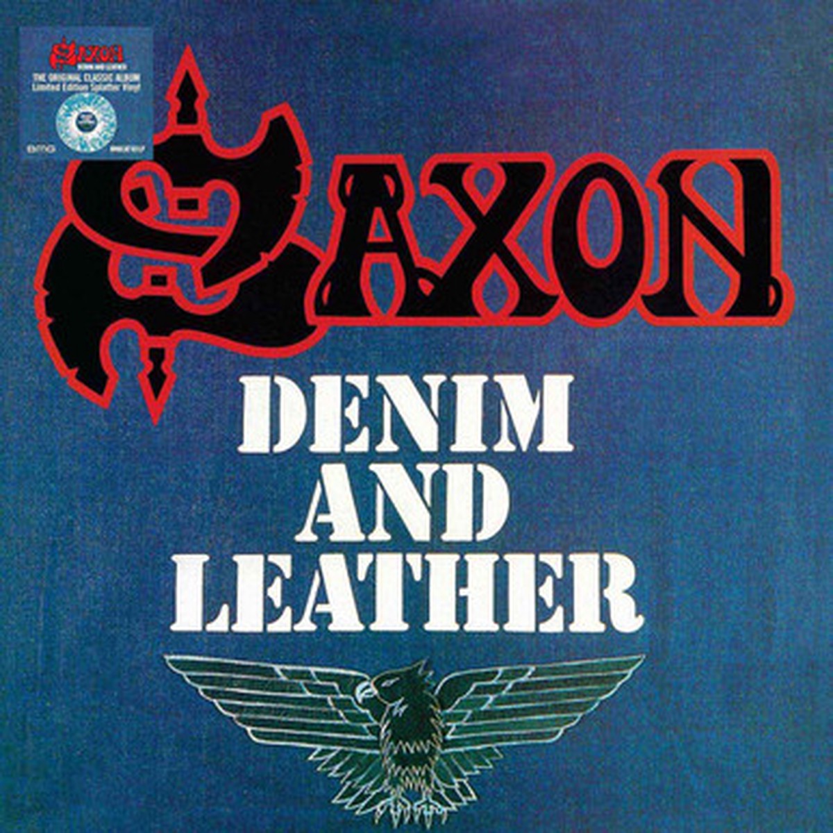 Saxon - Denim And Leather (LP) - Blue With White & Grey Splatter Vinyl