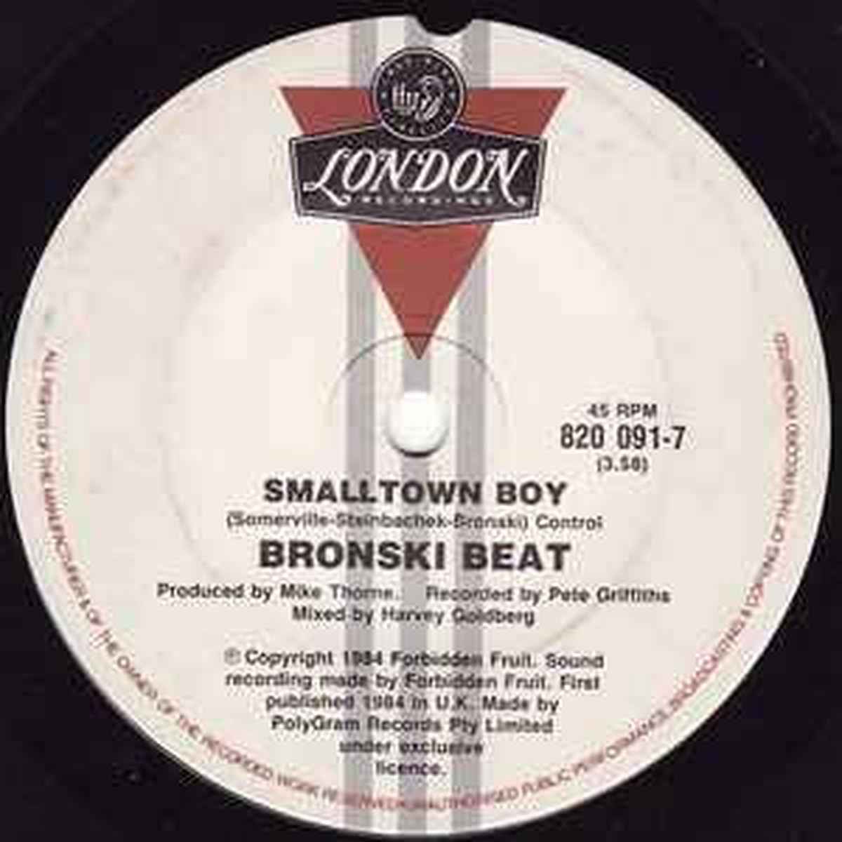Bronski Beat - Smalltown Boy (7" Single) - 45RPM - VG+/Generic