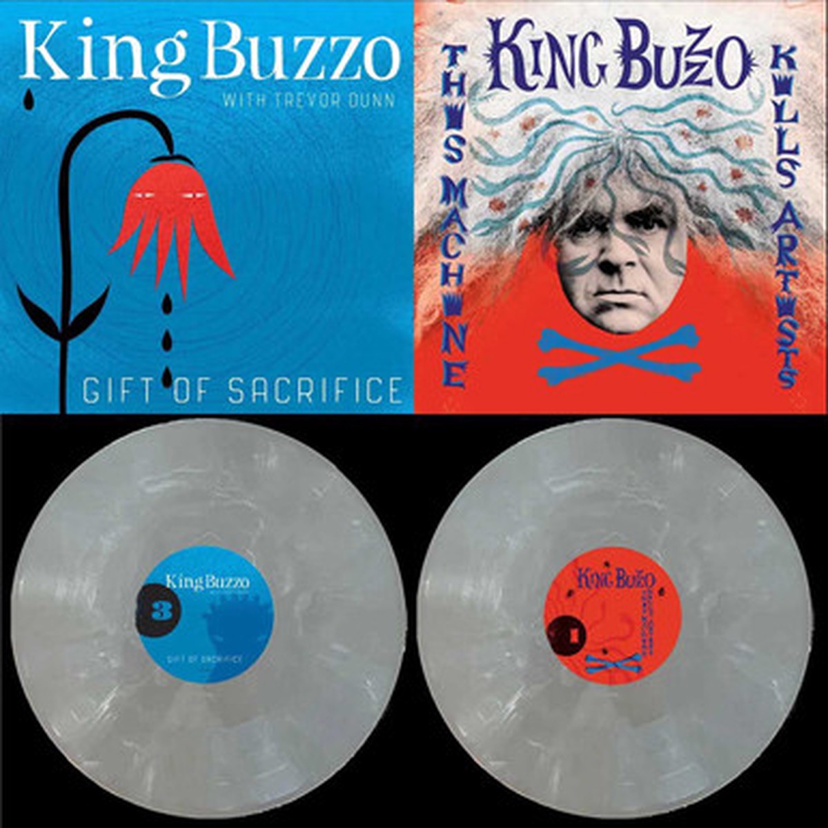 King Buzzo, King Buzzo with Trevor Dunn - This Machine Kills Artists + Gift Of Sacrifice (2LP) - Silver Streak Vinyl