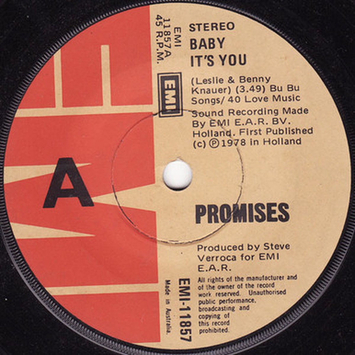 Promises - Baby It's You (7" Single) - 45RPM - VG/Generic