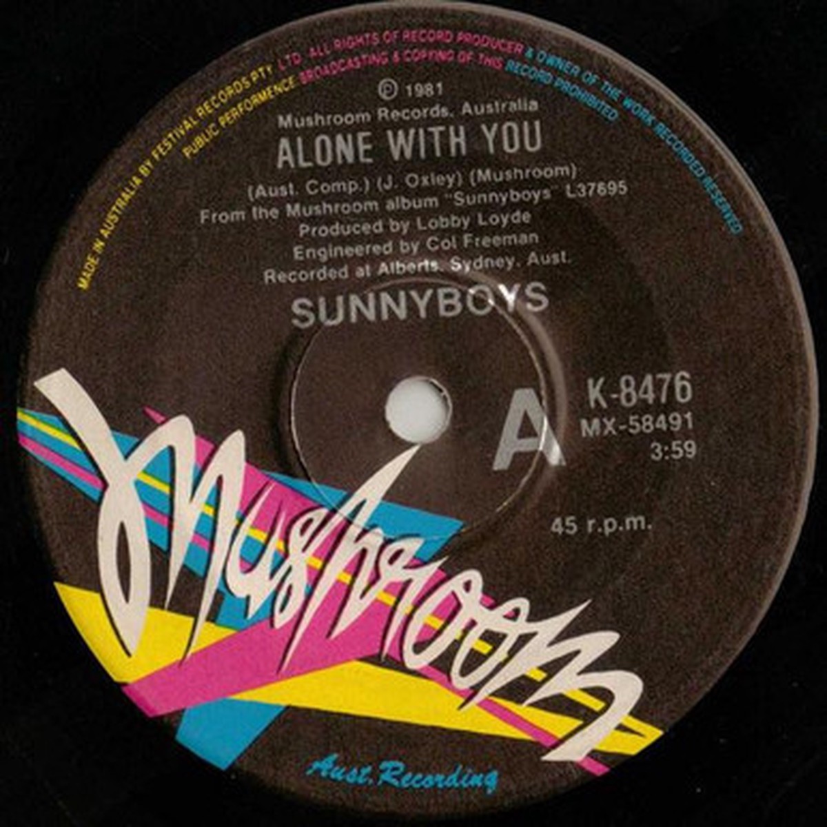 Sunnyboys - Alone With You (7" Single) - 45RPM - VG+/Generic