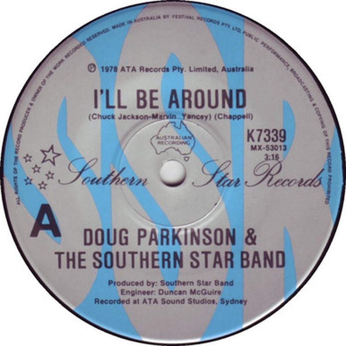 Doug Parkinson & The Southern Star Band - I'll Be Around (7" Single) - 45RPM - VG+/Generic