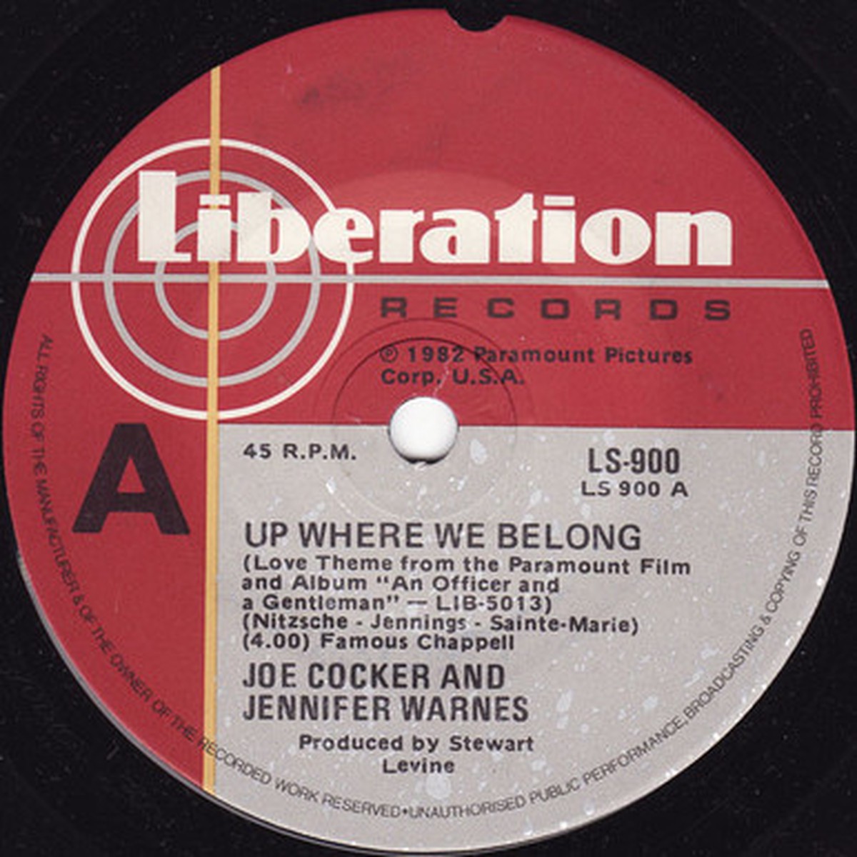 Joe Cocker And Jennifer Warnes - Up Where We Belong (7" Single) - 45RPM - VG/Generic