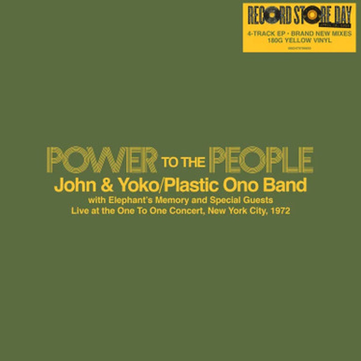 John & Yoko, The Plastic Ono Band, Elephant's Memory - Power To The People - Live at the One-To-One Concert, New York City, 1972 (EP) - RSD 2025 Yellow Vinyl