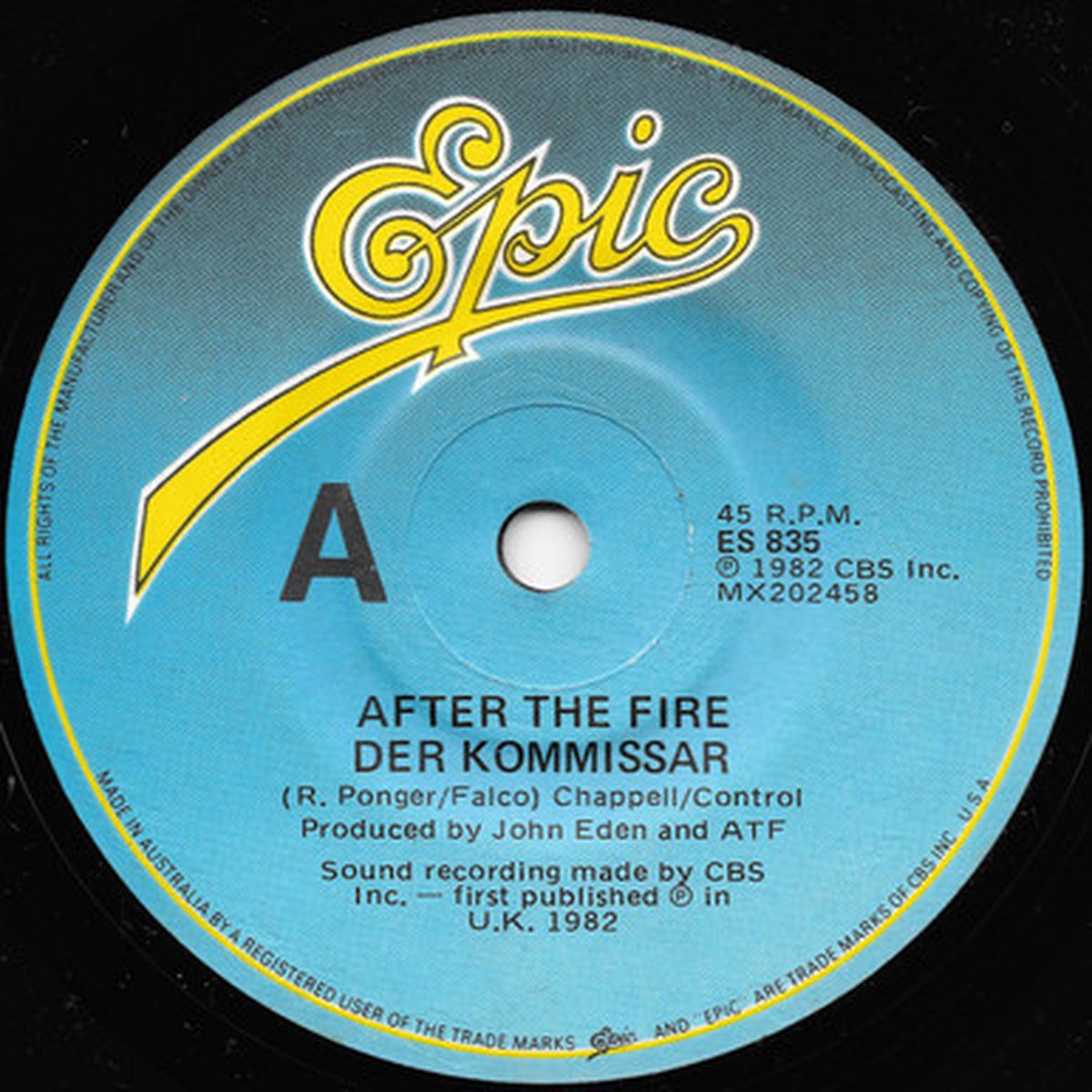 After The Fire - Der Kommissar (7" Single) - 45RPM - VG+/Generic