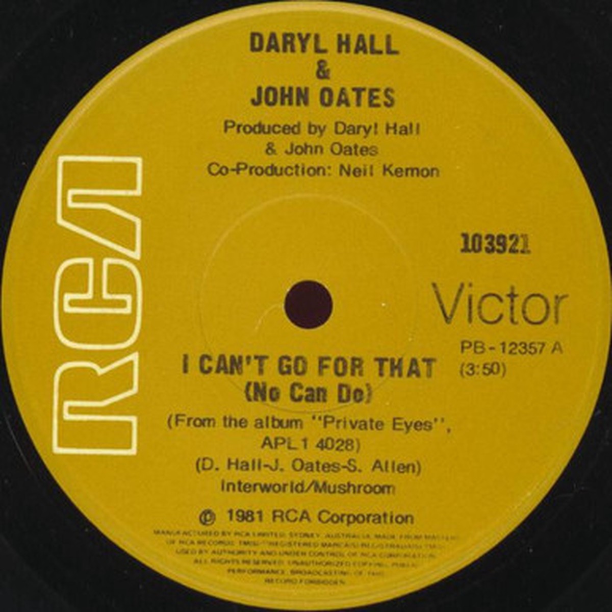 Daryl Hall & John Oates - I Can't Go For That (No Can Do) (7" Single) - 45RPM - VG+/Generic