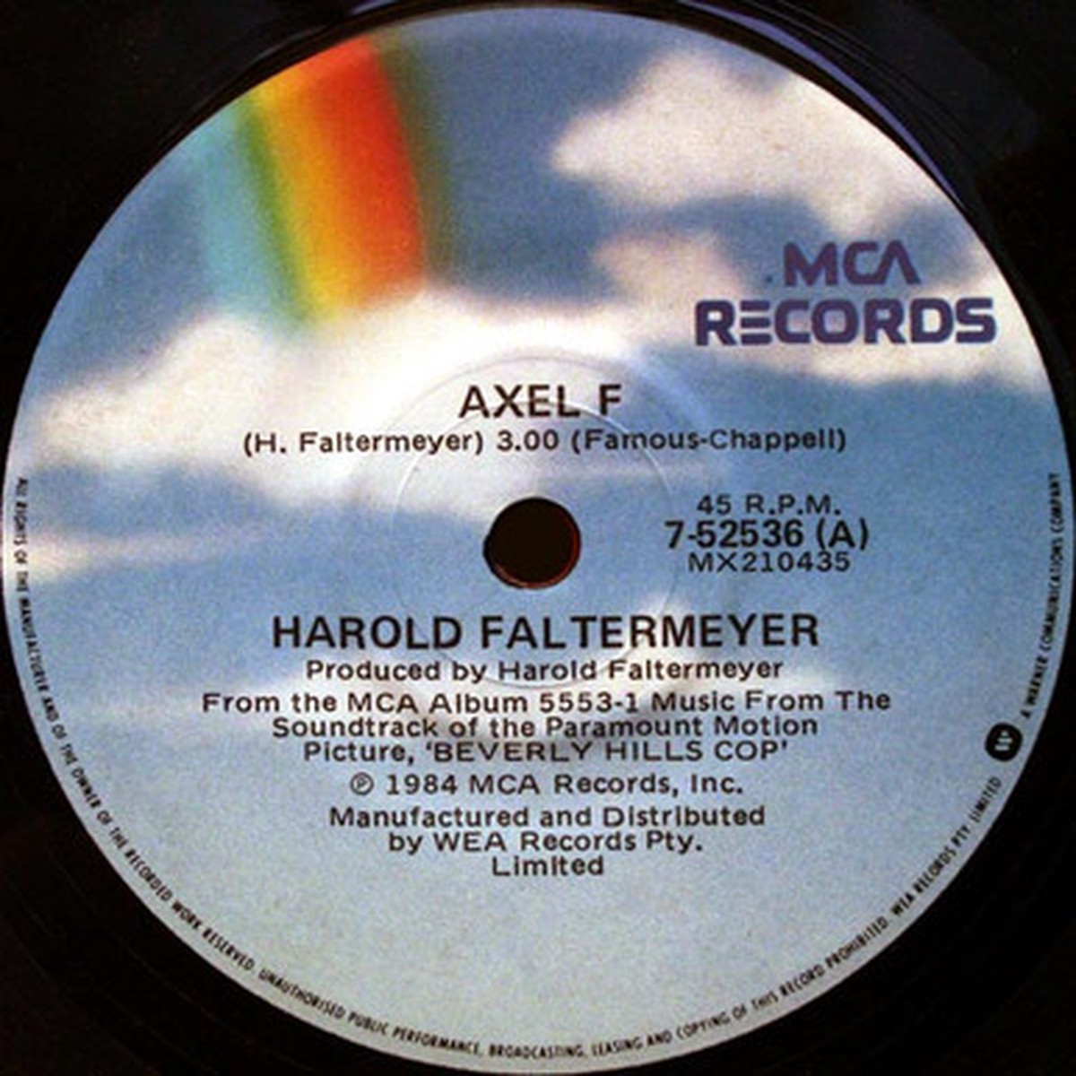 Harold Faltermeyer - Axel F (7" Single) - VG+/Generic