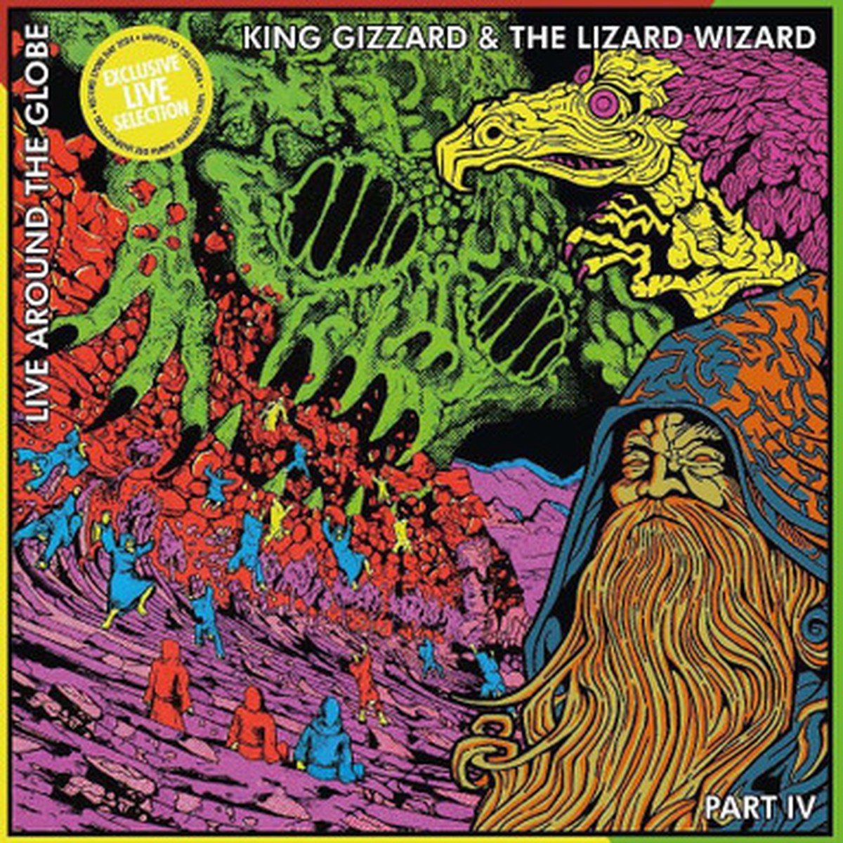 King Gizzard & The Lizard Wizard - Live Around The Globe - Part IV (LP) - Numbered Transparent Red /Purple Marbled Vinyl