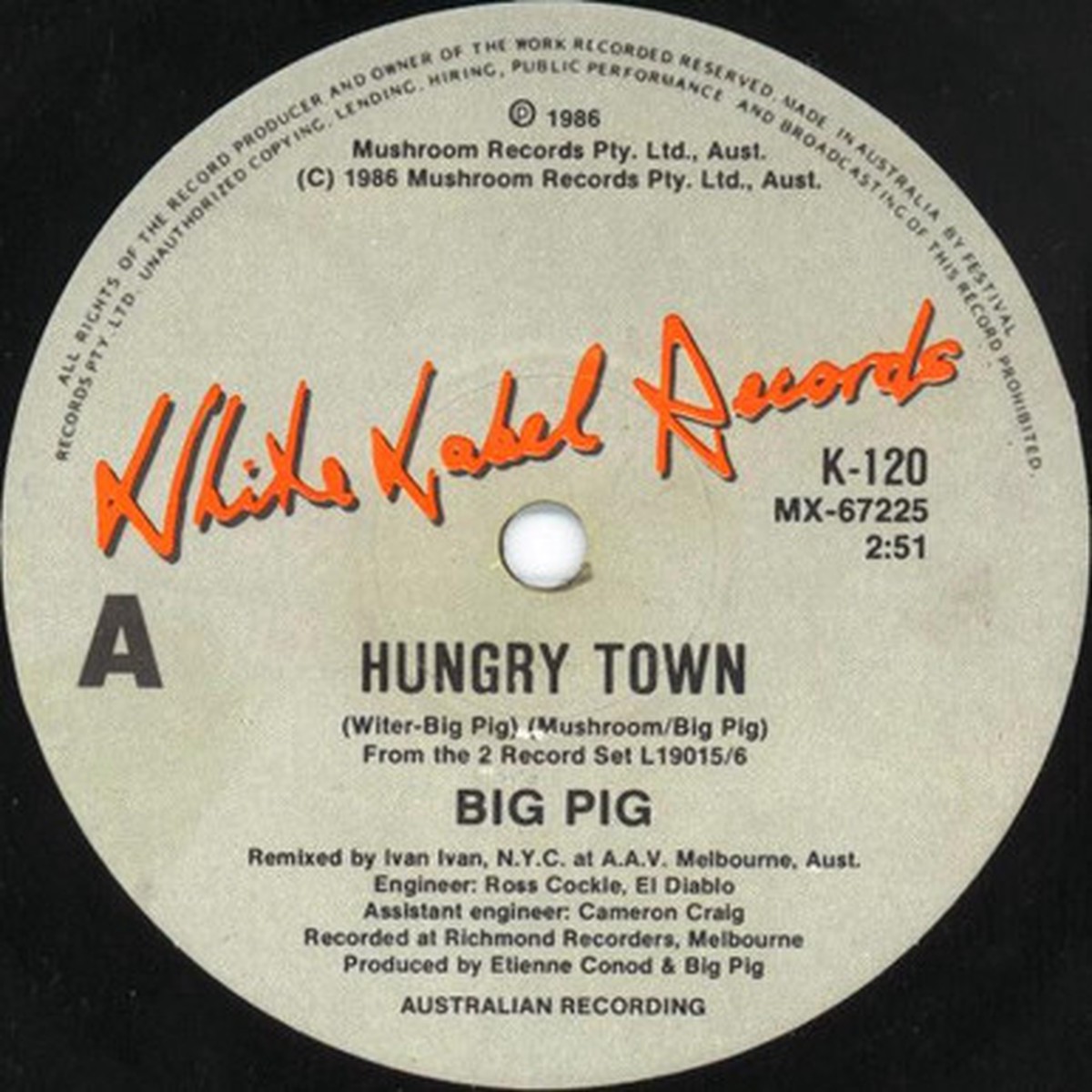 Big Pig - Hungry Town (7" Single) - EXC/Generic