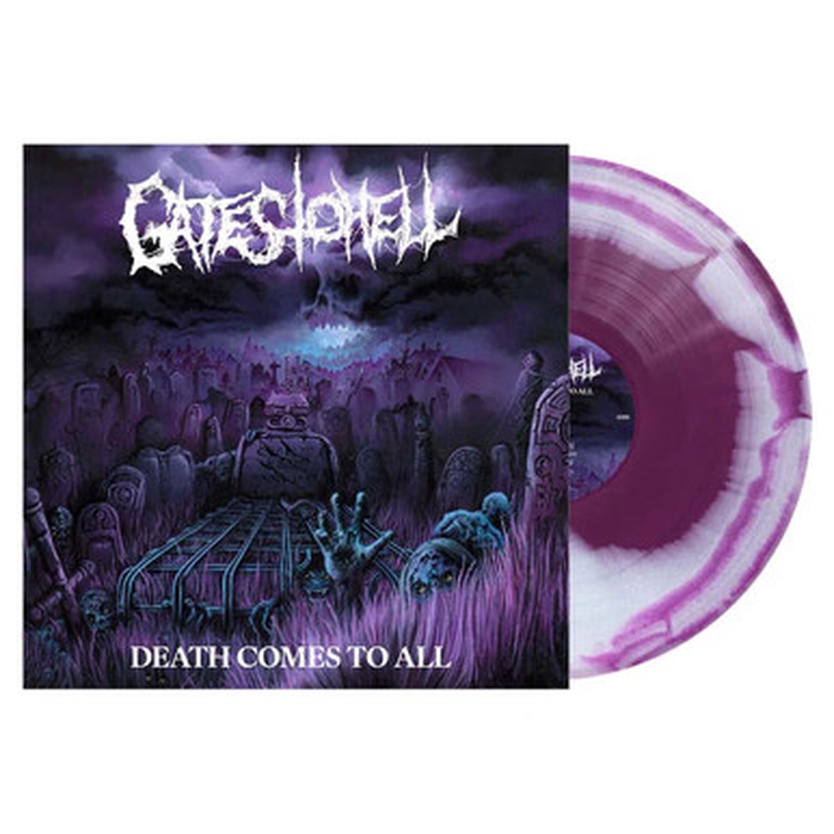 Gates To Hell - Death Comes To All (LP) - Purple & White Swirl Vinyl