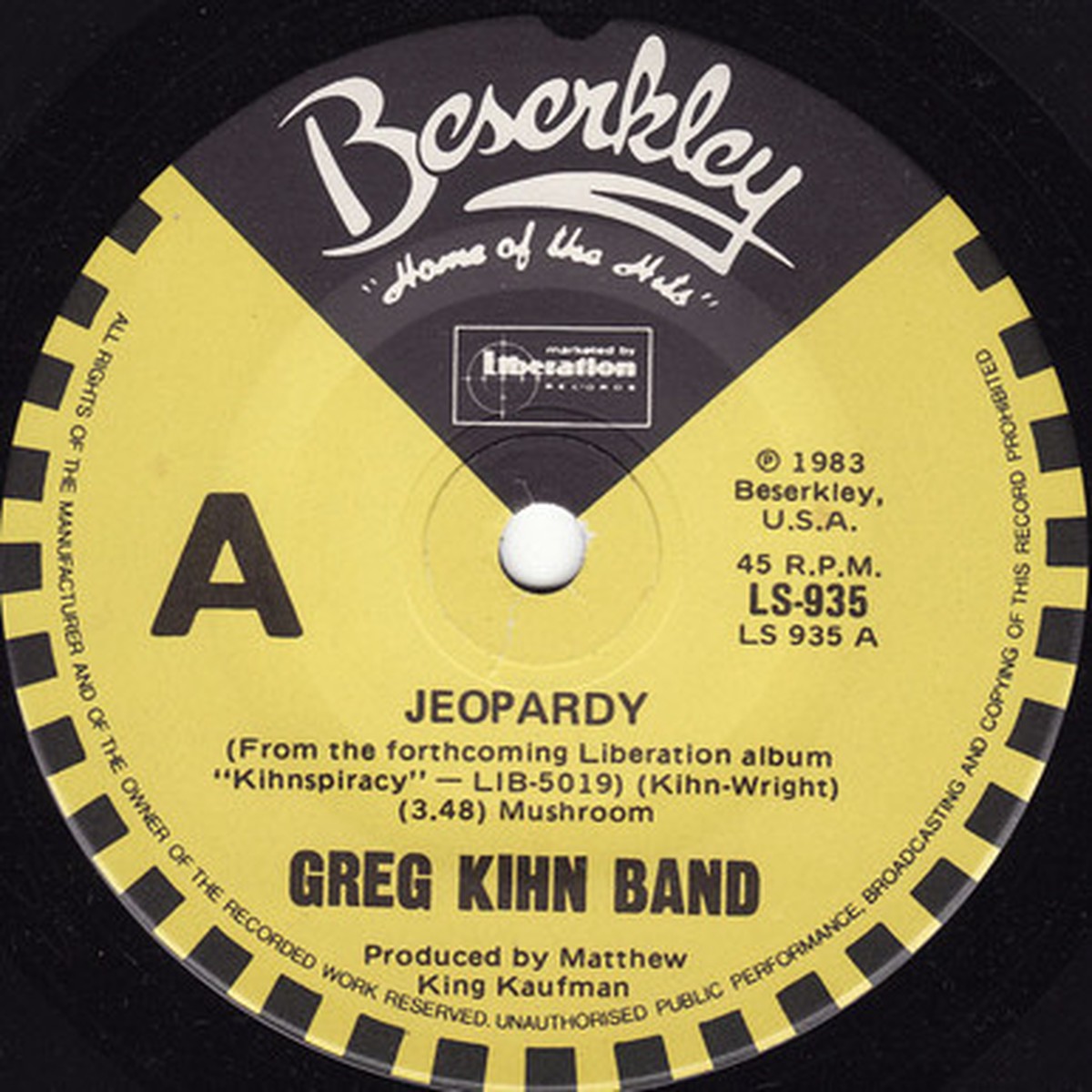 Greg Kihn Band - Jeopardy (7" Single) - 45RPM - VG+/Generic