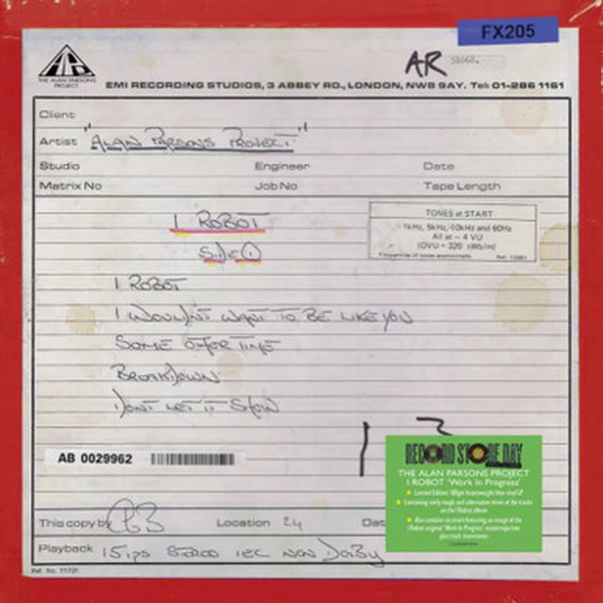The Alan Parsons Project - I Robot (Work In Progress) (LP) - RSD 2025 Blue Vinyl