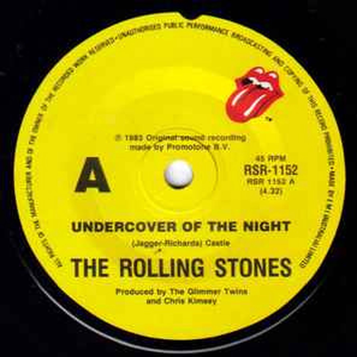 The Rolling Stones - Undercover Of The Night (7" Single) - 45RPM - VG/Generic