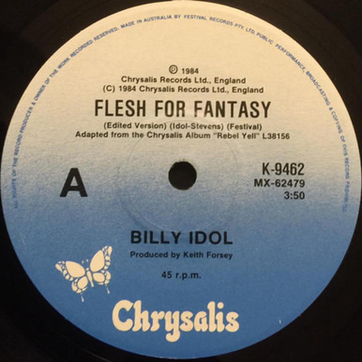 Billy Idol - Flesh For Fantasy (7" Single) - G+/Generic
