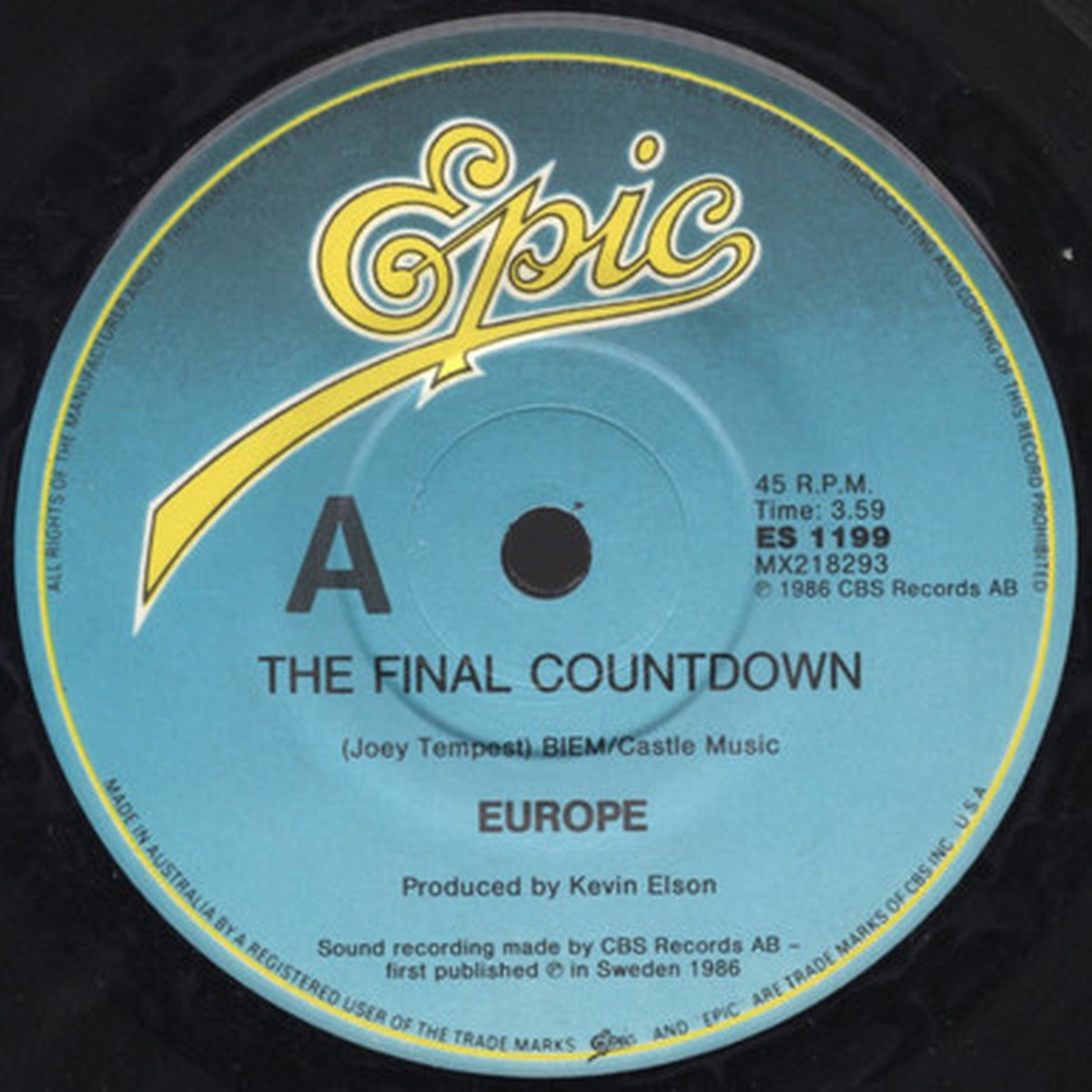 Europe - The Final Countdown (7" Single) - 45RPM - VG/Generic