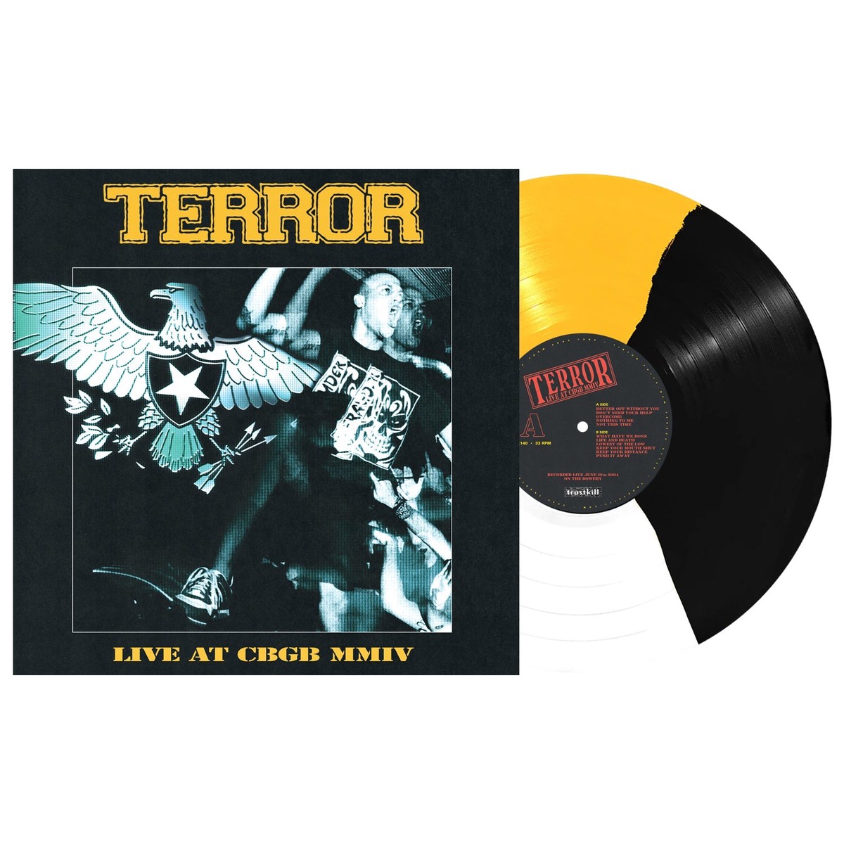 TERROR LIVE AT CBGB 2004 LP (Limited Edition Only 600 made, Black, White & Yellow 3-Way Split Vinyl)