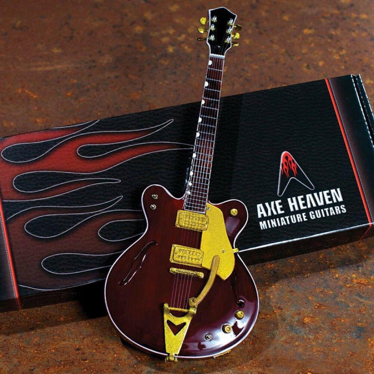 THE BEATLES - GEORGE HARRISON - ROSEWOOD HOLLOW BODY MINI GUITAR