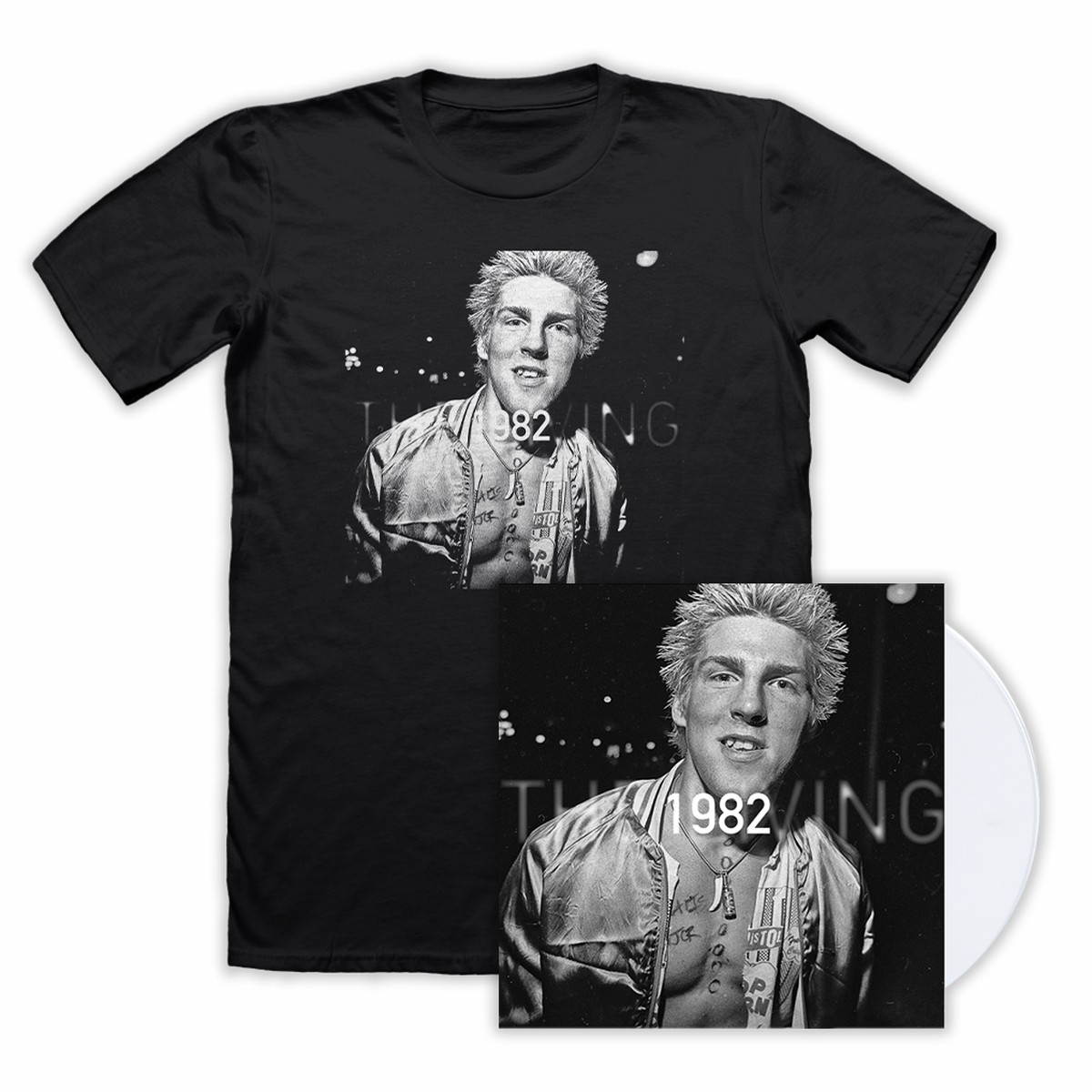 THE LIVING (DUFF MCKAGAN & GREG GILMORE) '1982' WHITE LP & EXCLUSIVE T-SHIRT BUNDLE