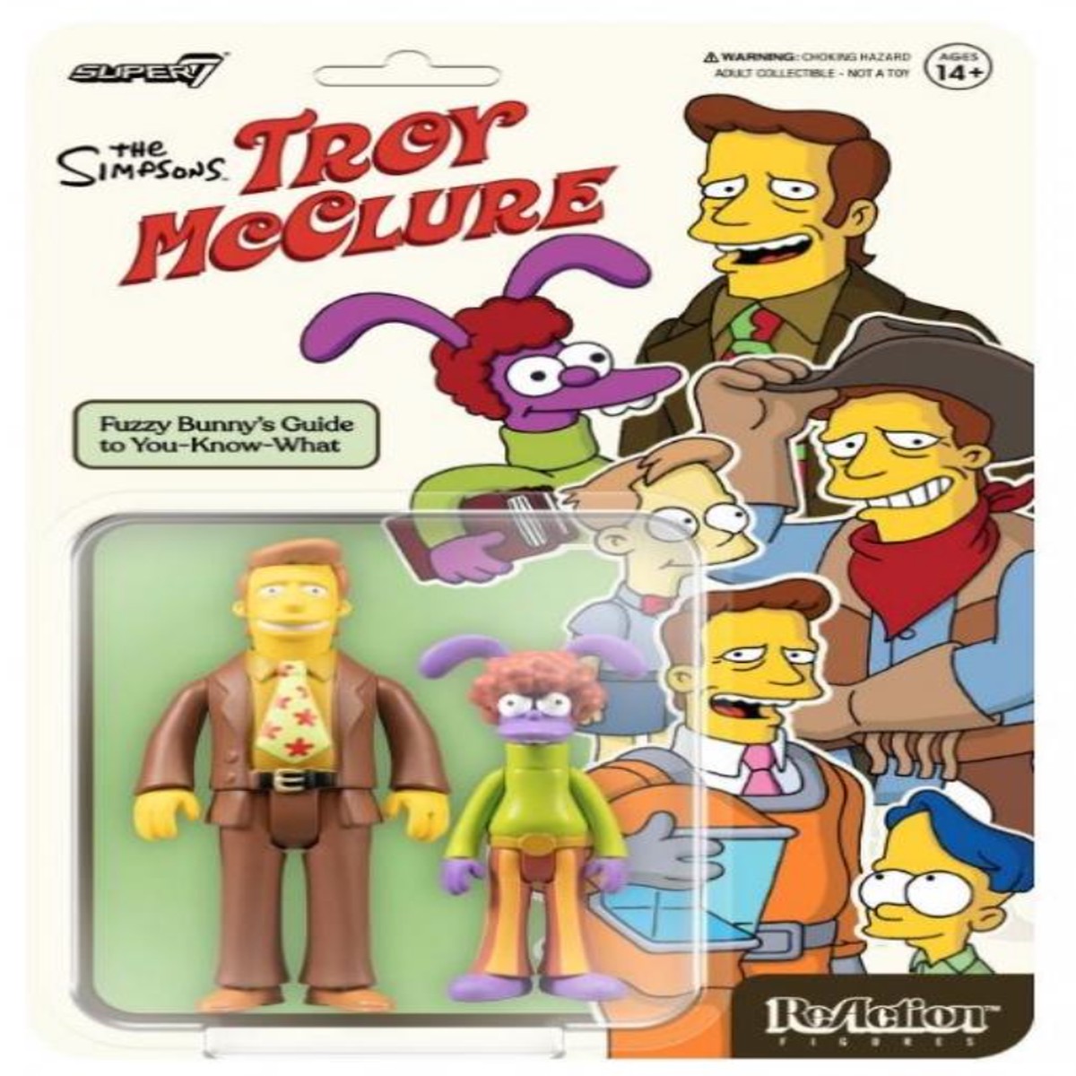THE SIMPSONS REACTION WAVE 2 - TROY MCCLURE (FUZZY BUNNYS GUIDE TO YOU-KNOW-WHAT) ACTION FIGURE
