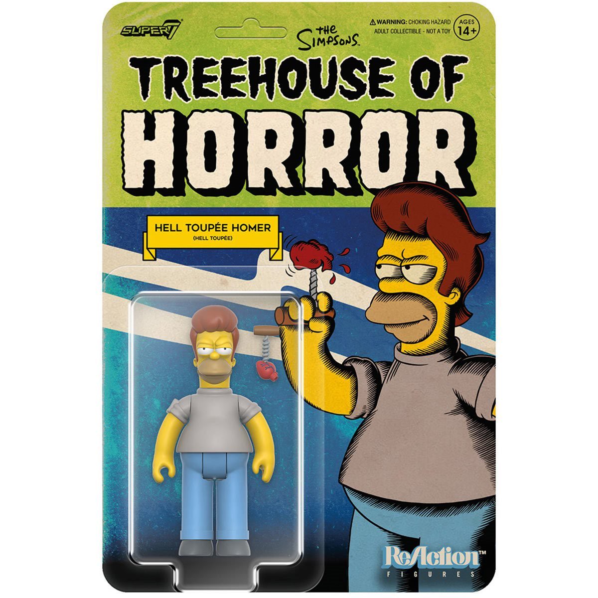 THE SIMPSONS REACTION WAVE 4 (TREEHOUSE OF HORROR V2) - HELL TOUPEE HOMER ACTION FIGURE