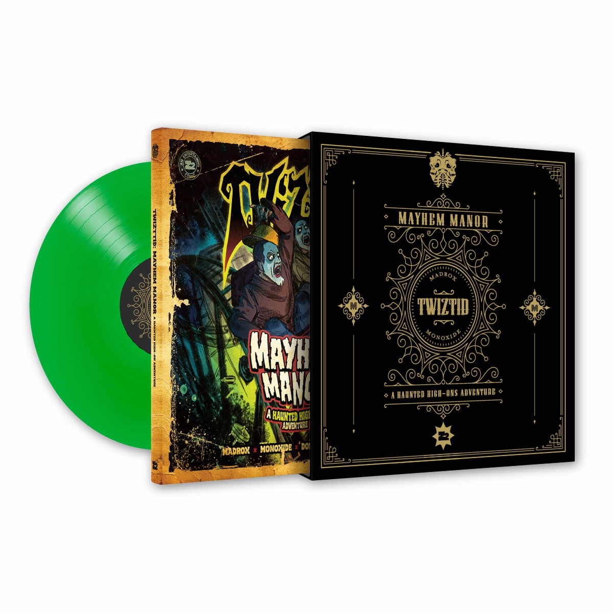 TWIZTID 'HAUNTED HIGH-ONS' LP + TWIZTID: MAYHEM MANOR - GRAPHIC NOVEL - GREEN