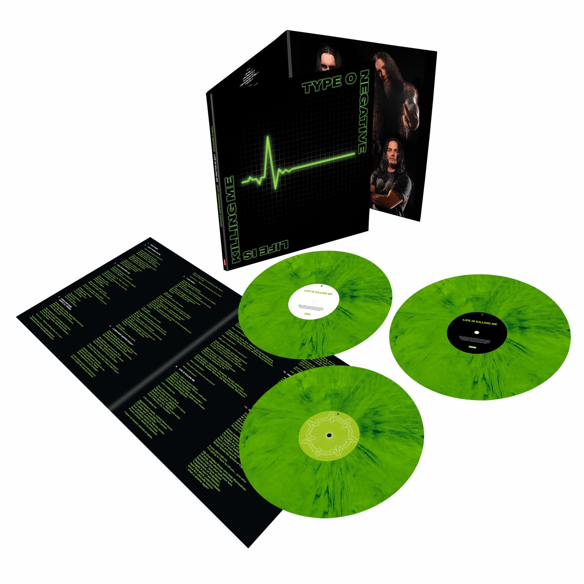 TYPE O NEGATIVE 'LIFE IS KILLING ME' 3LP (20th Anniversary Edition, Green and Black Mixed Vinyl)