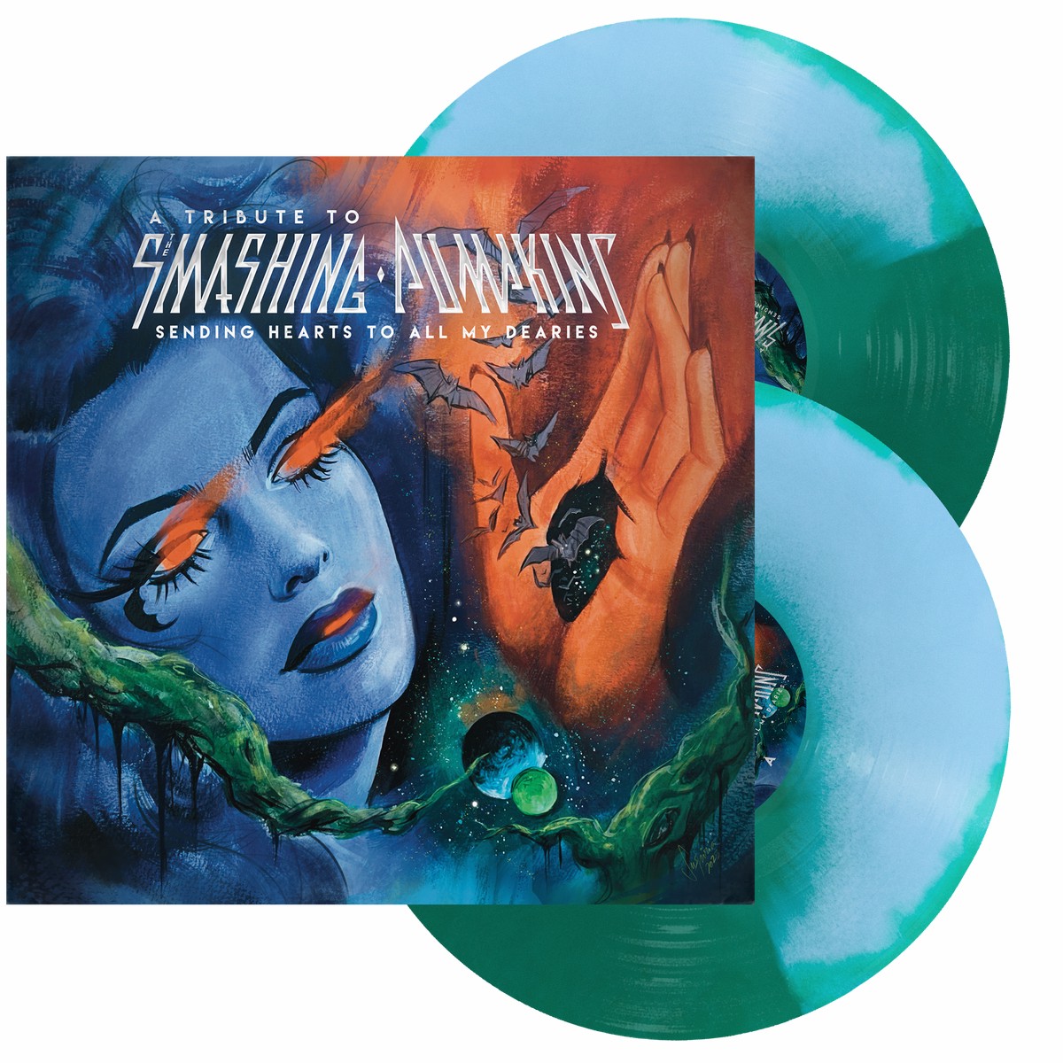 VARIOUS ARTISTS 'SENDING HEARTS TO ALL MY DEARIES: A TRIBUTE TO THE SMASHING PUMPKINS' 2LP (Baby Blue & Green A-Side/B-Side Vinyl)