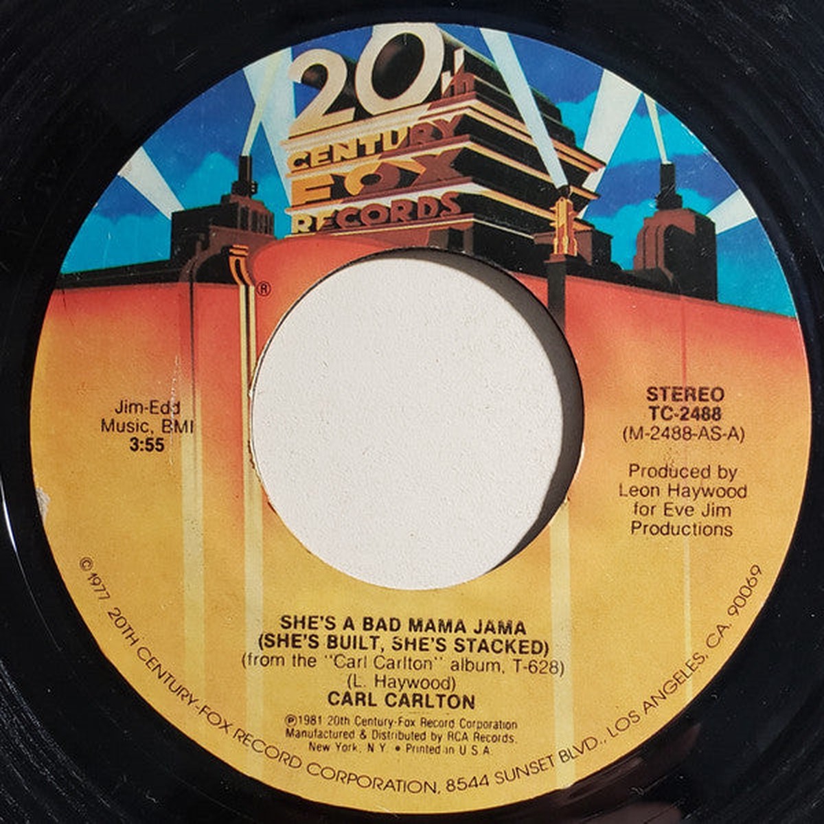 Carlton, Carl - She's A Bad Mama Jama (She's Built, She's Stacked) (Vinyl, VG+) (45)