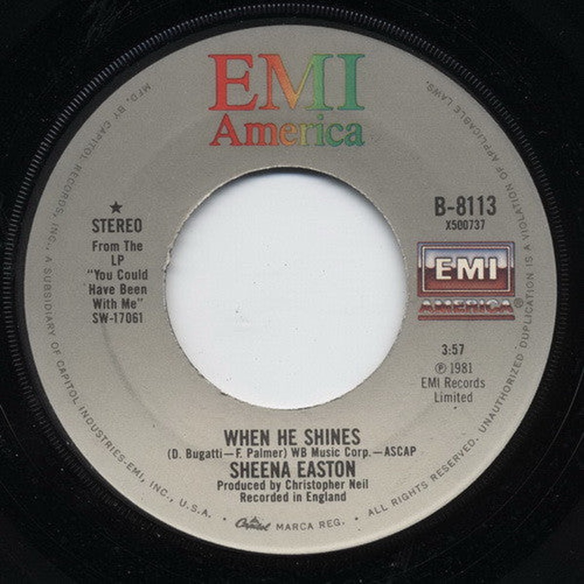 Easton, Sheena - When He Shines / Family Of One (VG+)