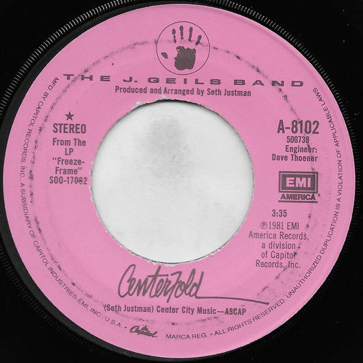 Geils, J. Band - Centerfold (Vinyl, VG+) (45)
