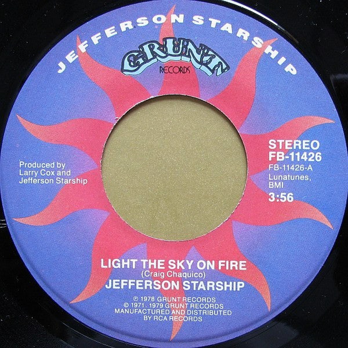 Jefferson Starship - Light The Sky On Fire (Vinyl, VG) (45)