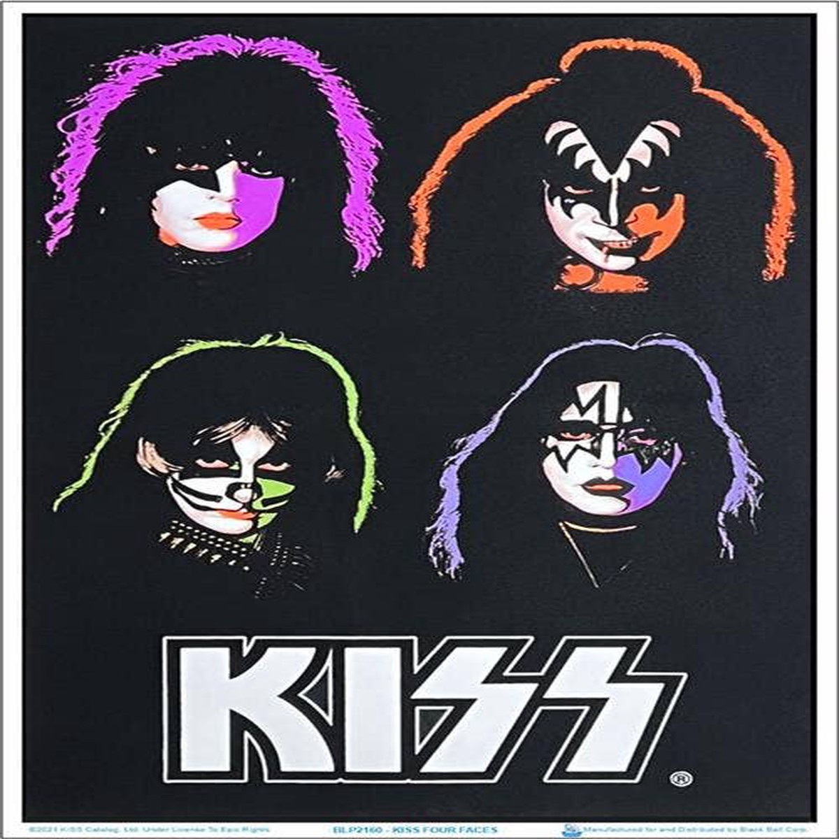 Kiss Four Faces Blacklight Poster - 23" x 35"