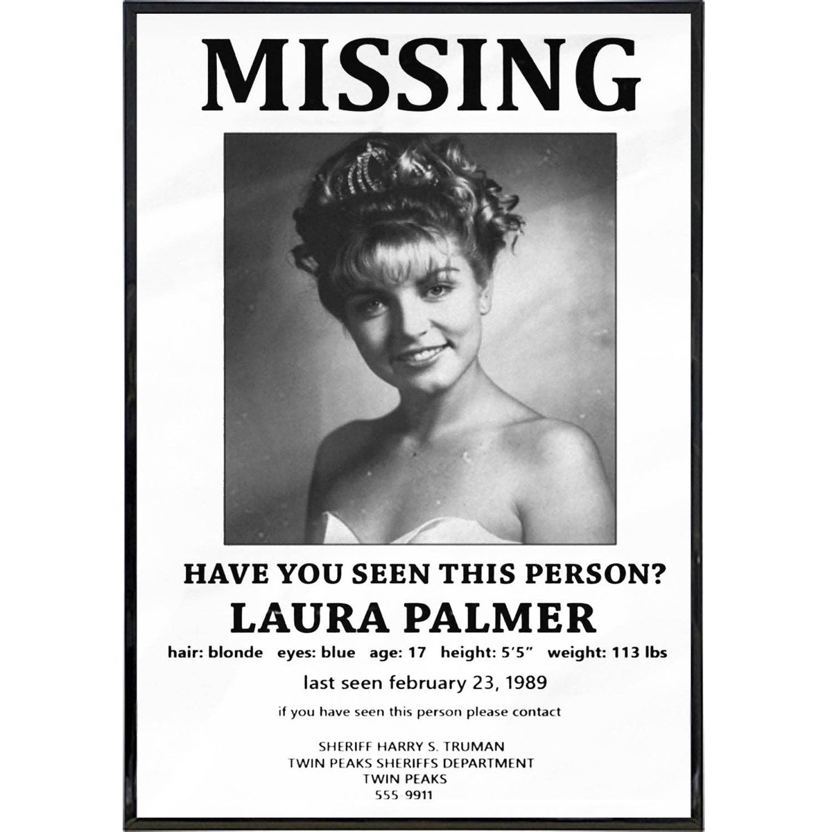 Laura Palmer Missing Poster 11" x 17"