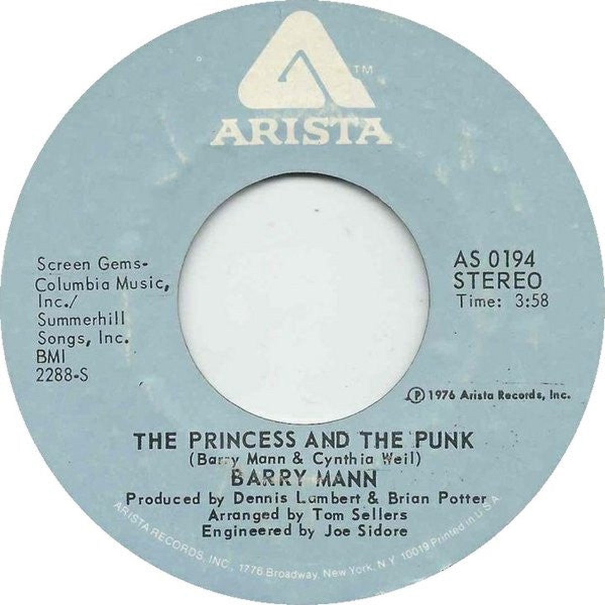 Mann, Barry - The Princess And The Punk (VG+)