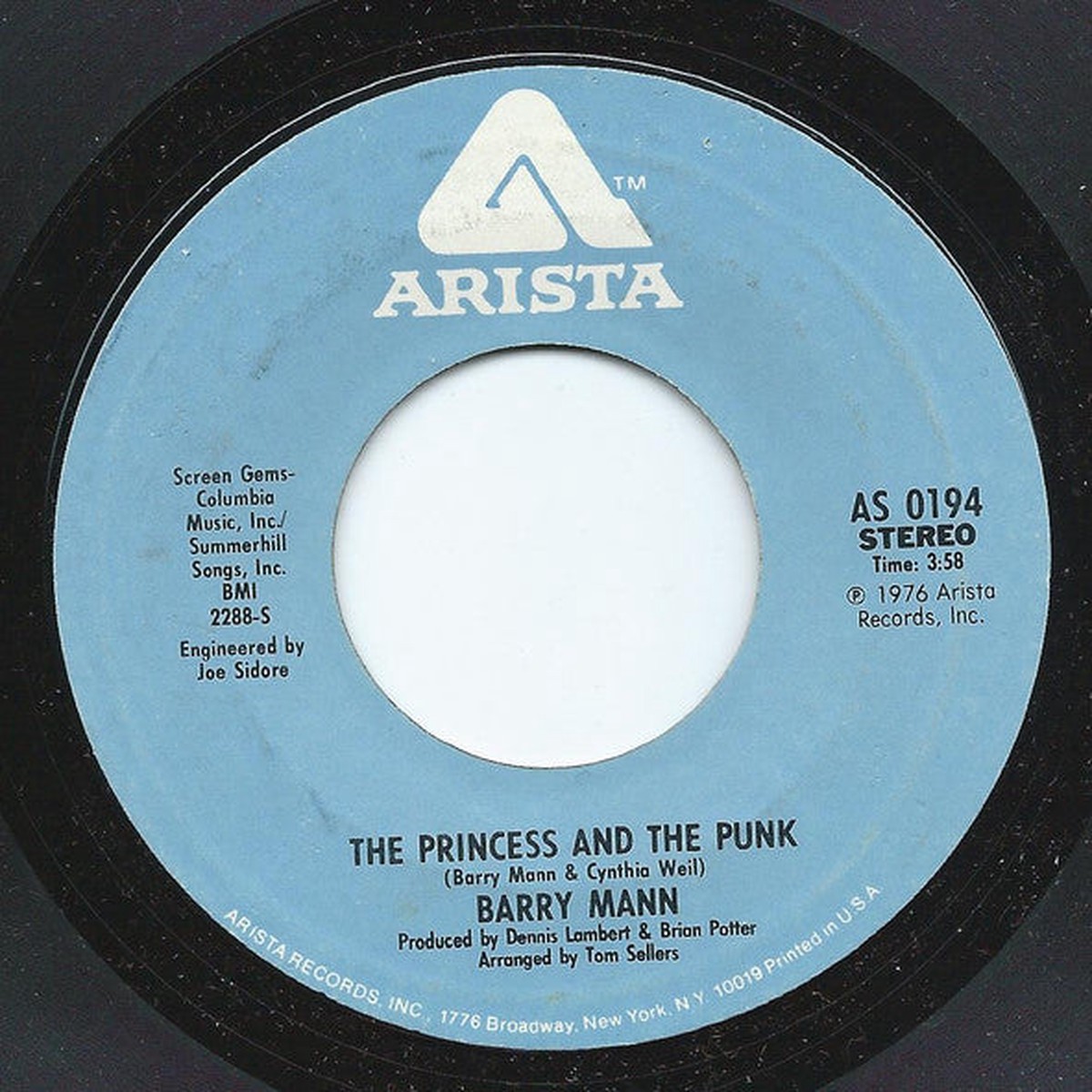 Mann, Barry - The Princess And The Punk (VG+)