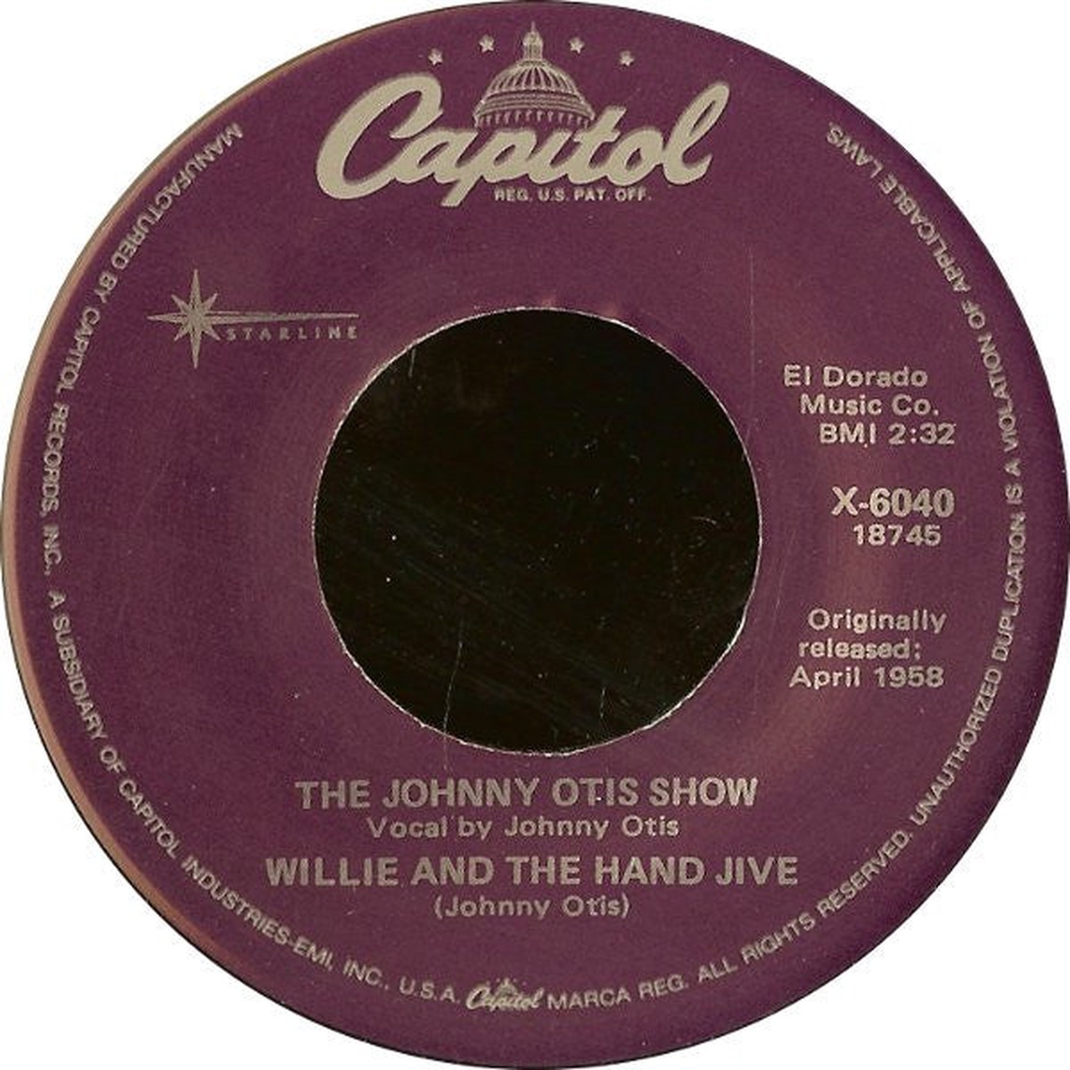 Otis, Johnny Show - Willie And The Hand Jive / Willie Did The Cha Cha (VG+)