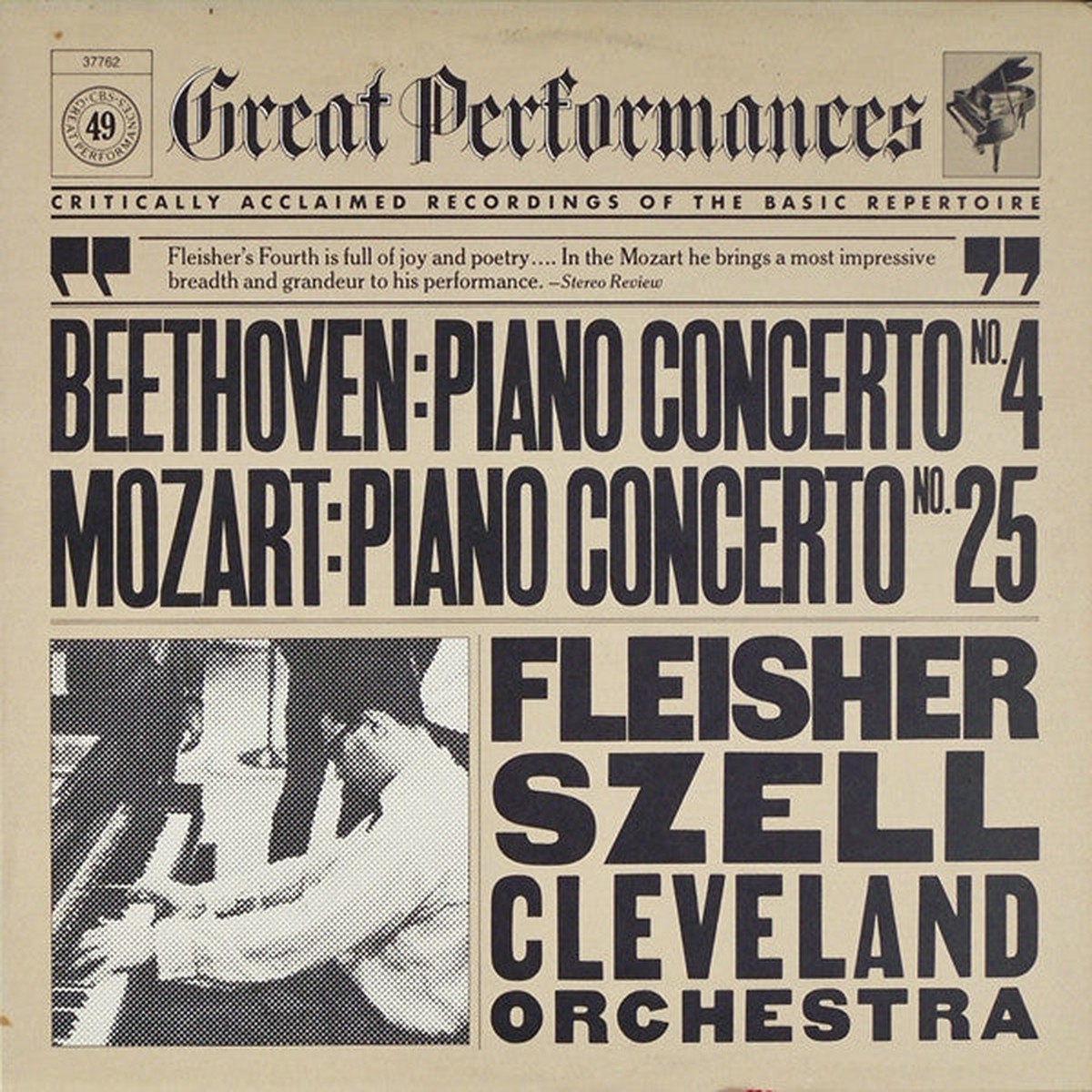 Beethoven, Mozart, Fleisher, Szell, Cleveland Orchestra* - Piano Concerti (Beethoven's 4th / Mozart's 25th) (Vinyl, VG)