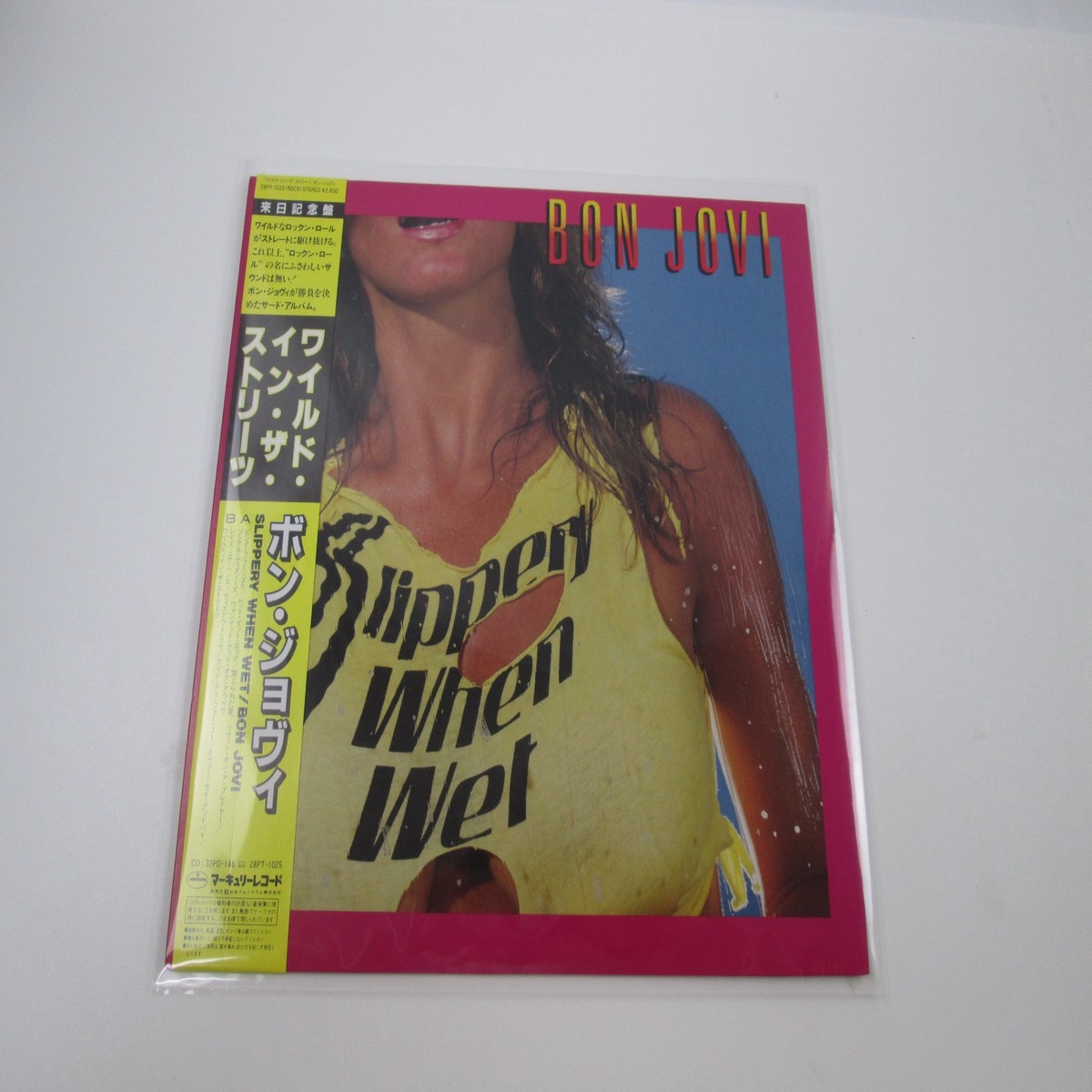 BON JOVI SLIPPERY WHEN WET 28PP-1025 with OBI Sheet Japan LP Vinyl A